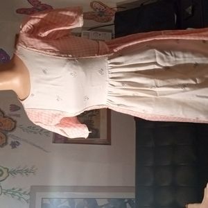 Prairie pink and white gingham  checkered vintage dress. SZ S